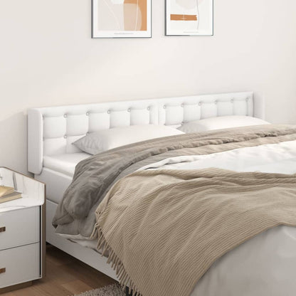 Cabeceira cama c/ abas couro artificial 203x16x78/88 cm branco