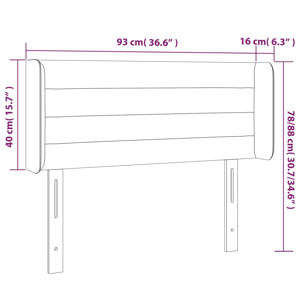 Cabeceira de cama c/ abas tecido 93x16x78/88 cm castanho-escuro