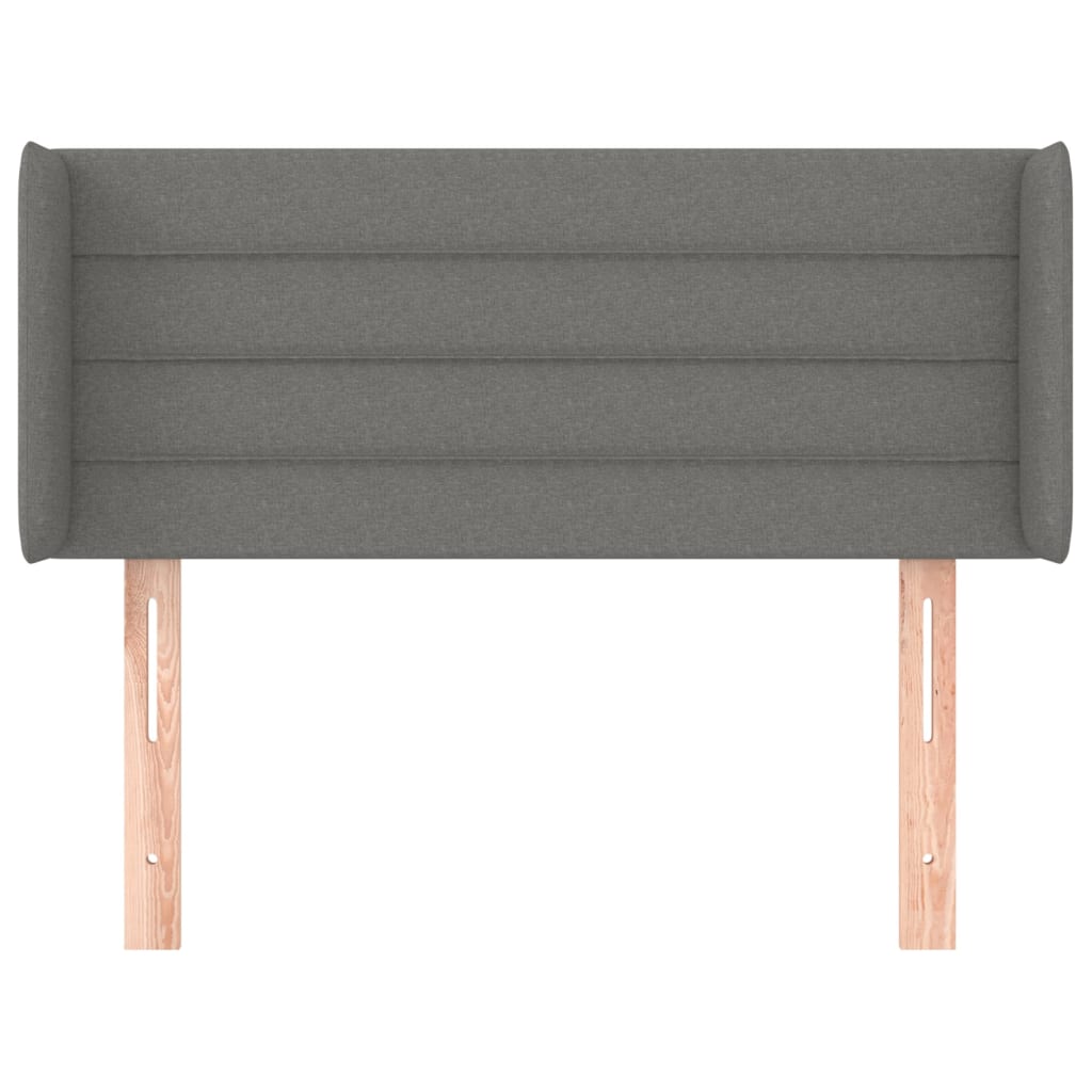 Cabeceira de cama c/ abas tecido 103x16x78/88cm cinzento-escuro