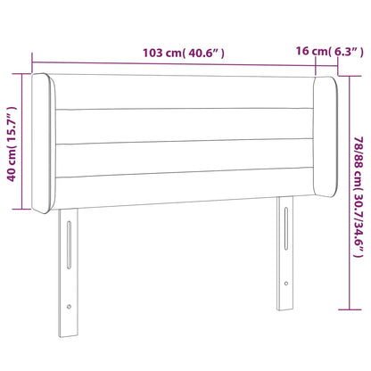 Cabeceira de cama c/ abas tecido 103x16x78/88cm cinzento-escuro