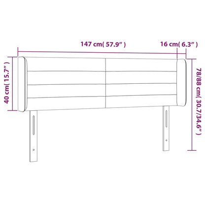 Cabeceira de cama c/ abas tecido 147x16x78/88 cm cinzento-claro