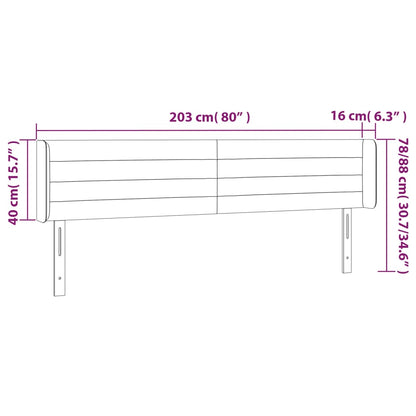 Cabeceira de cama c/ abas tecido 183x16x78/88 cm cinzento-claro