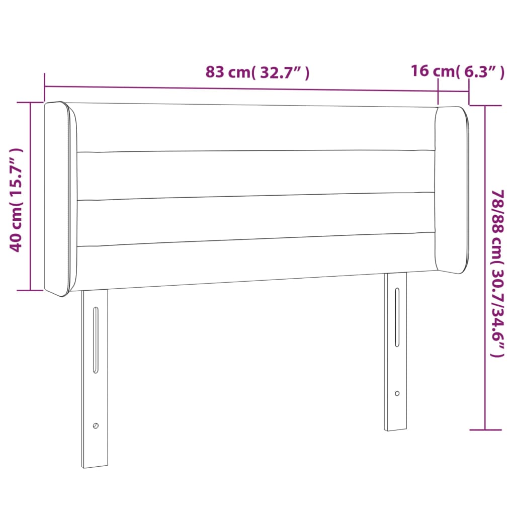 Cabeceira de cama c/ abas veludo 83x16x78/88 cm preto