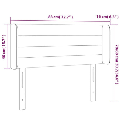 Cabeceira de cama c/ abas veludo 83x16x78/88 cm preto