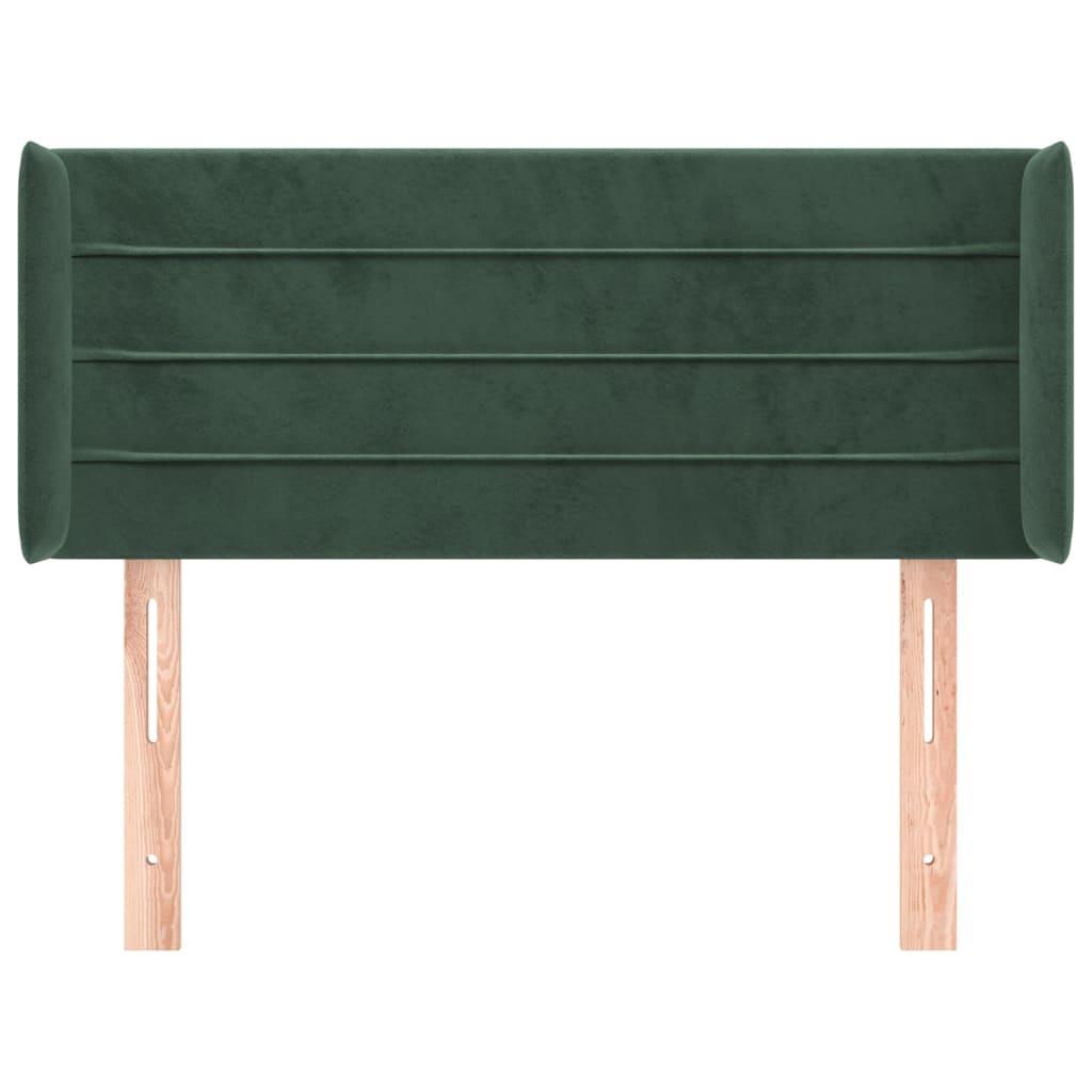 Cabeceira de cama c/ abas veludo 83x16x78/88 cm verde-escuro