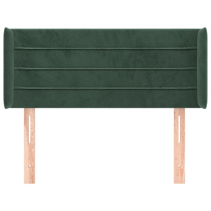 Cabeceira de cama c/ abas veludo 83x16x78/88 cm verde-escuro