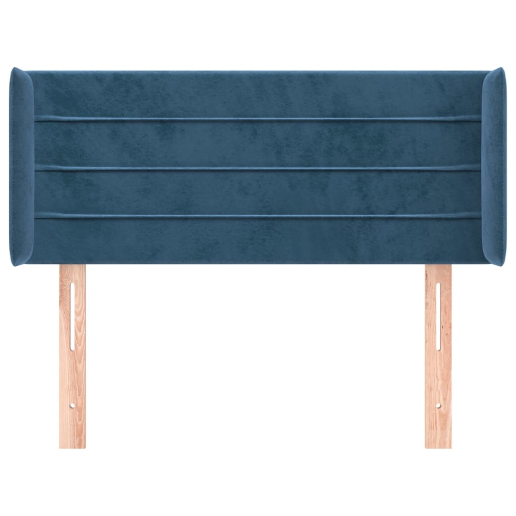 Cabeceira de cama c/ abas veludo 83x16x78/88 cm azul-escuro