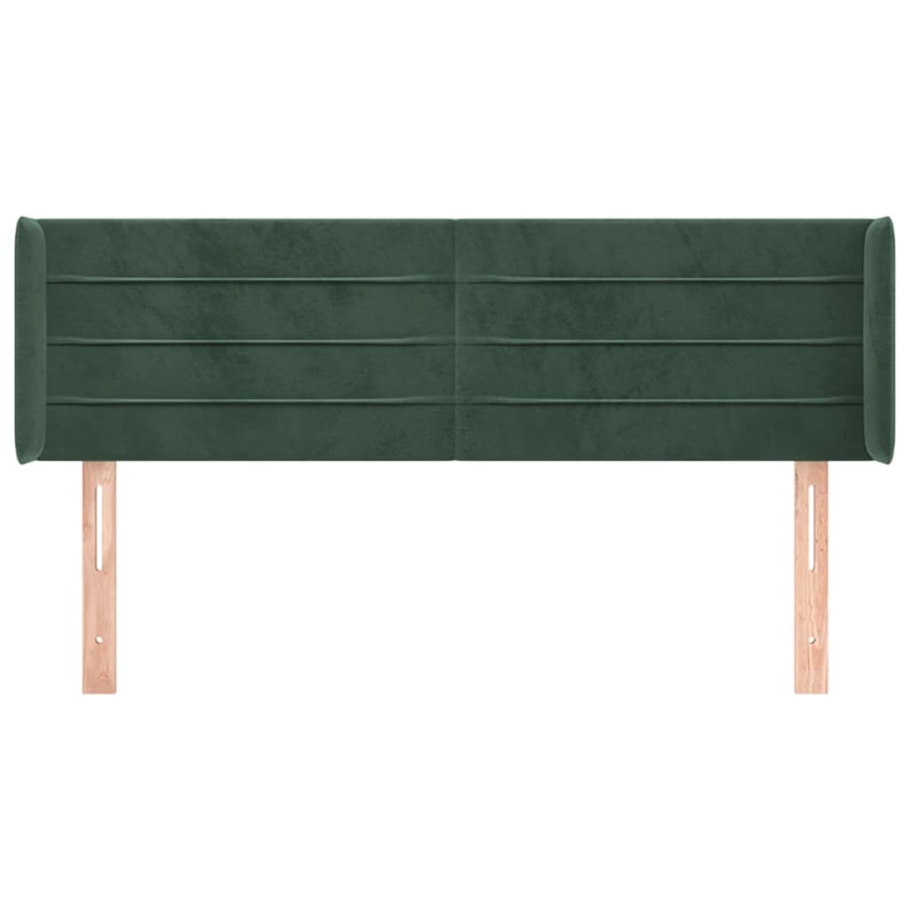 Cabeceira de cama c/ abas tecido 147x16x78/88cm verde-escuro