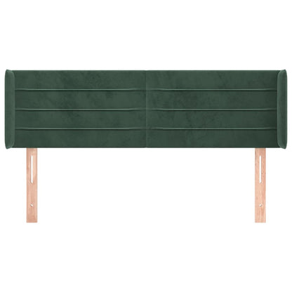 Cabeceira de cama c/ abas tecido 147x16x78/88cm verde-escuro