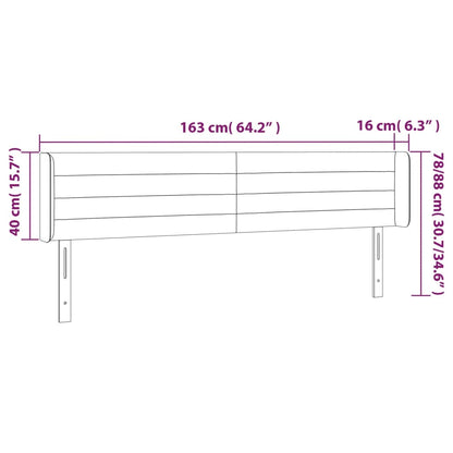 Cabeceira de cama c/ abas veludo 163x16x78/88cm cinzento-escuro