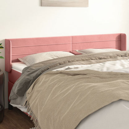 Cabeceira de cama c/ abas veludo 163x16x78/88 cm rosa