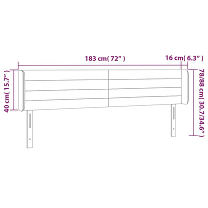 Cabeceira de cama c/ abas veludo 183x16x78/88 cm cinzento-claro