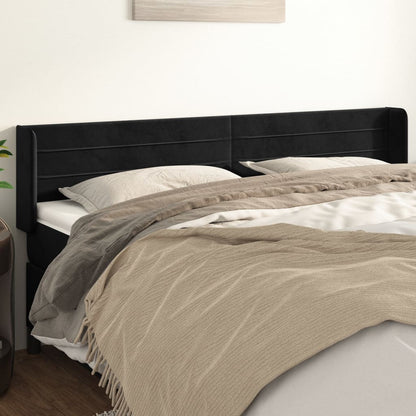 Cabeceira de cama c/ abas veludo 183x16x78/88 cm preto