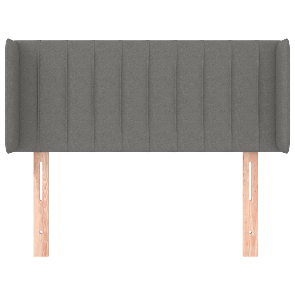 Cabeceira de cama c/ abas tecido 83x16x78/88 cm cinzento-escuro