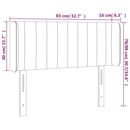 Cabeceira de cama c/ abas tecido 83x16x78/88 cm cinzento-escuro