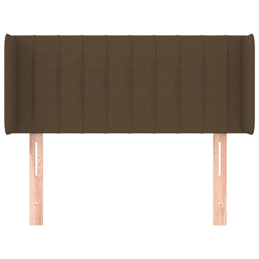 Cabeceira de cama c/ abas tecido 93x16x78/88 cm castanho-escuro