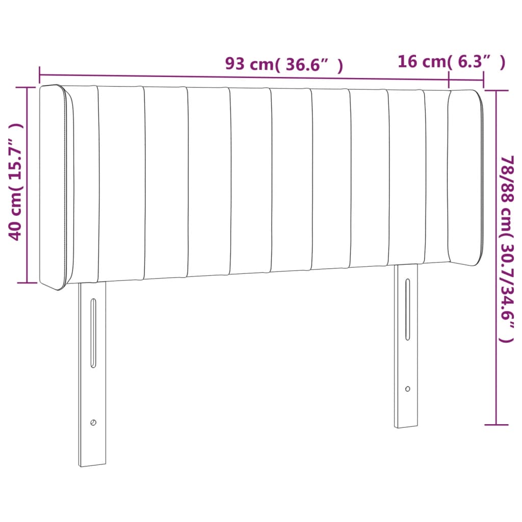 Cabeceira cama abas tecido 93x16x78/88 cm cinzento-acastanhado