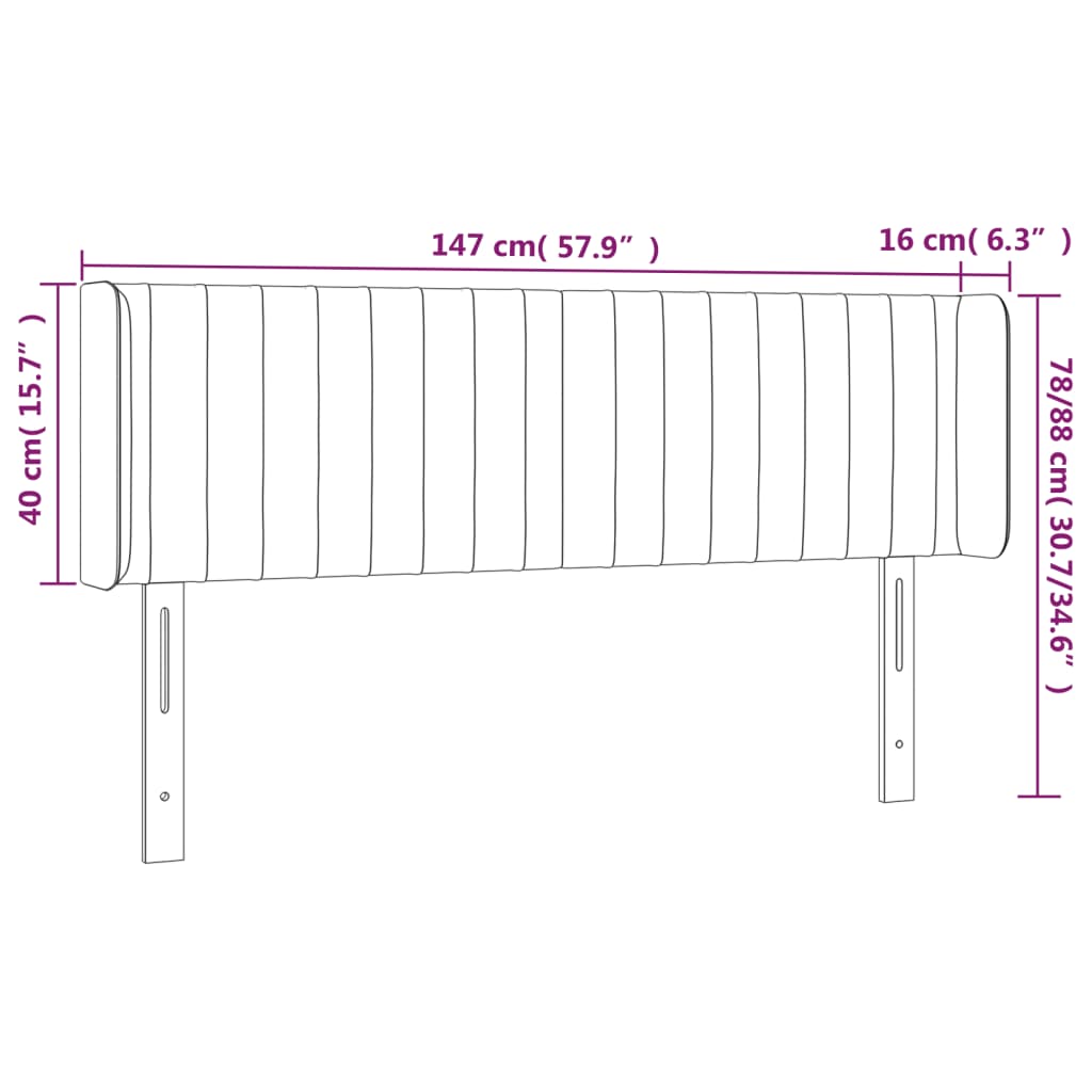 Cabeceira de cama c/ abas tecido 147x16x78/88cm castanho-escuro