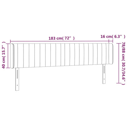 Cabeceira de cama c/ abas tecido 183x16x78/88cm castanho-escuro