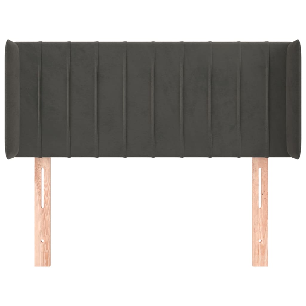 Cabeceira de cama c/ abas veludo 83x16x78/88 cm cinzento-escuro