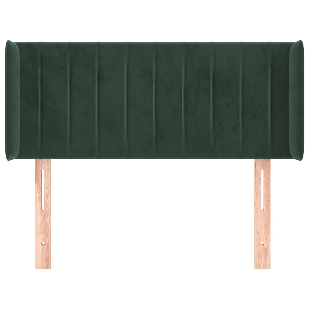 Cabeceira de cama c/ abas veludo 93x16x78/88 cm verde-escuro