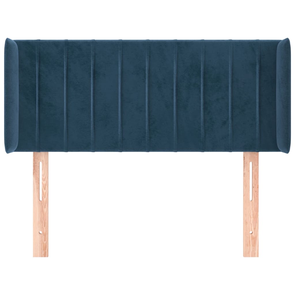 Cabeceira de cama c/ abas veludo 93x16x78/88 cm azul-escuro