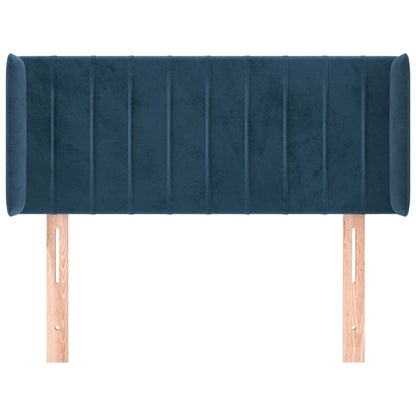 Cabeceira de cama c/ abas veludo 93x16x78/88 cm azul-escuro