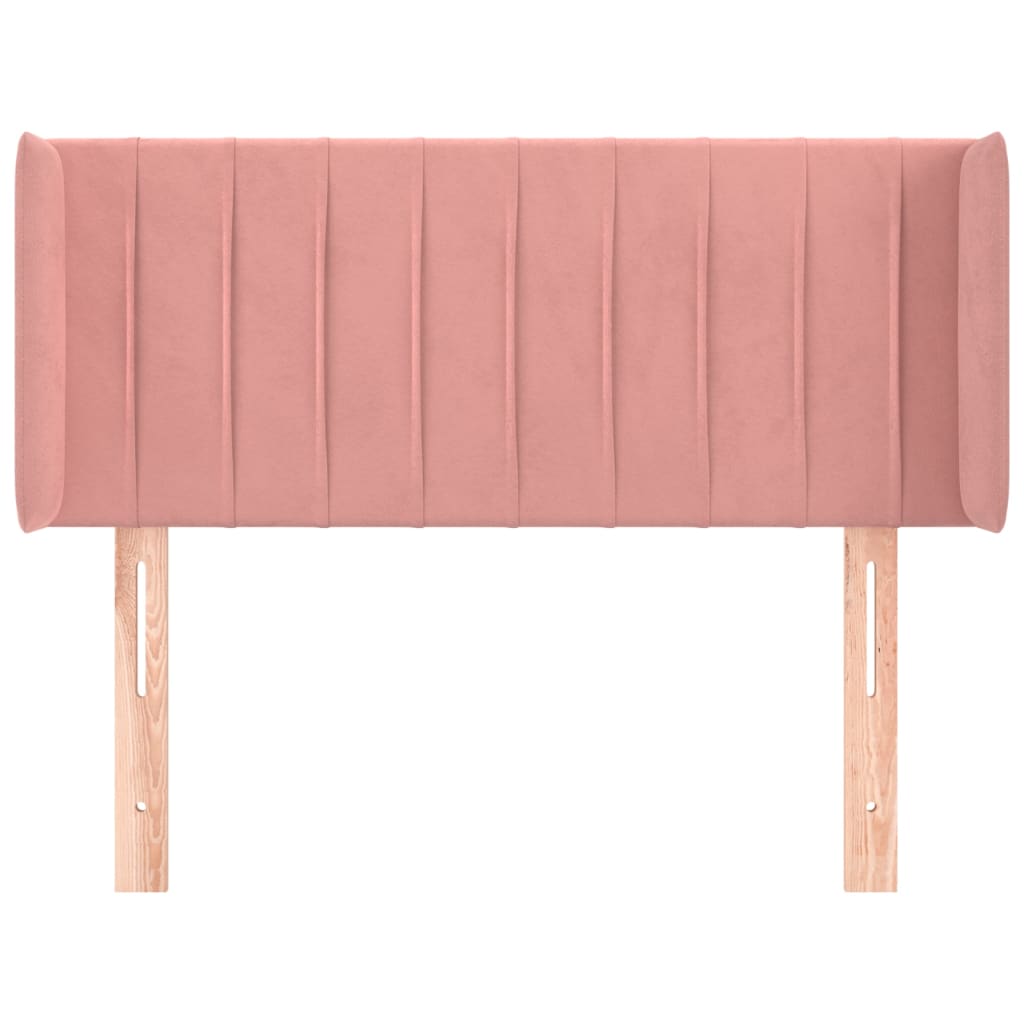 Cabeceira de cama c/ abas veludo 83x16x78/88 cm rosa