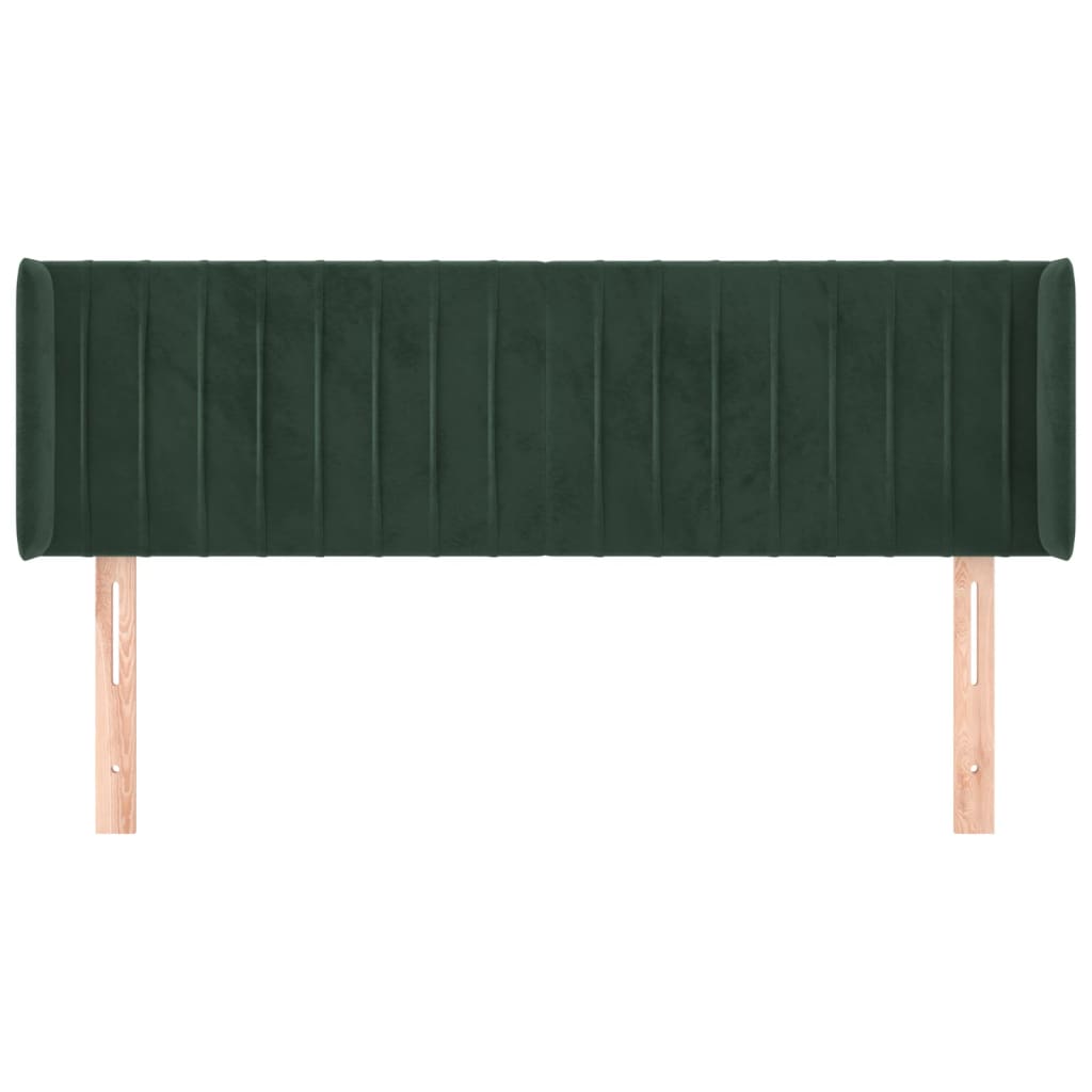 Cabeceira de cama c/ abas tecido 147x16x78/88cm verde-escuro