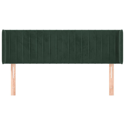 Cabeceira de cama c/ abas tecido 147x16x78/88cm verde-escuro