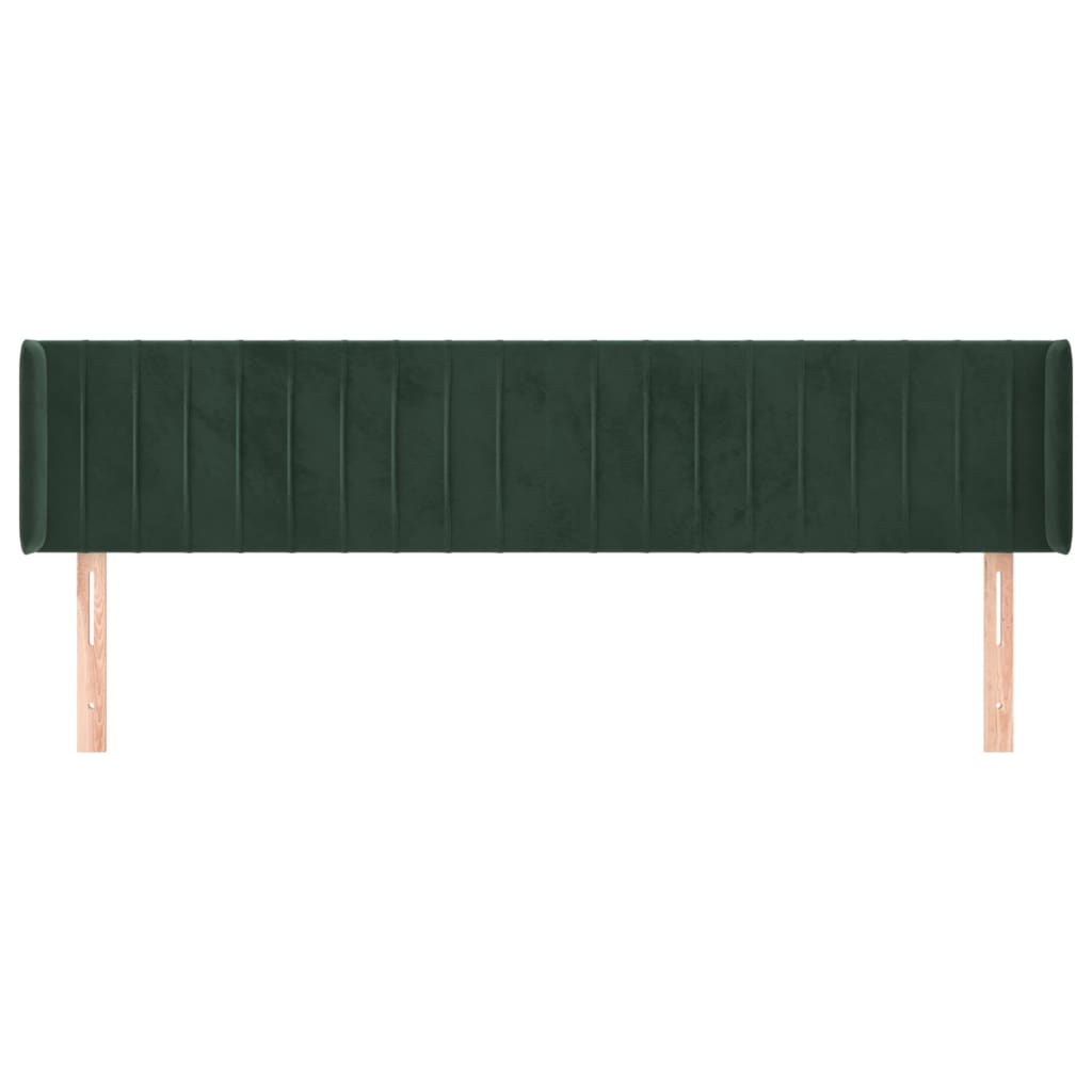 Cabeceira de cama c/ abas veludo 163x16x78/88cm verde-escuro