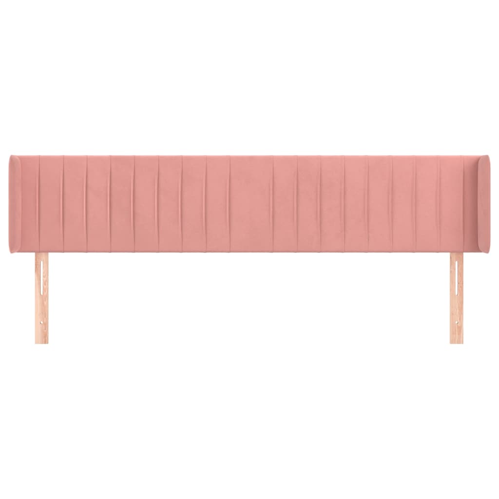 Cabeceira de cama c/ abas veludo 163x16x78/88 cm rosa