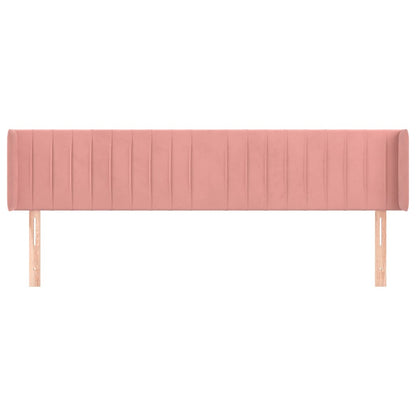 Cabeceira de cama c/ abas veludo 163x16x78/88 cm rosa