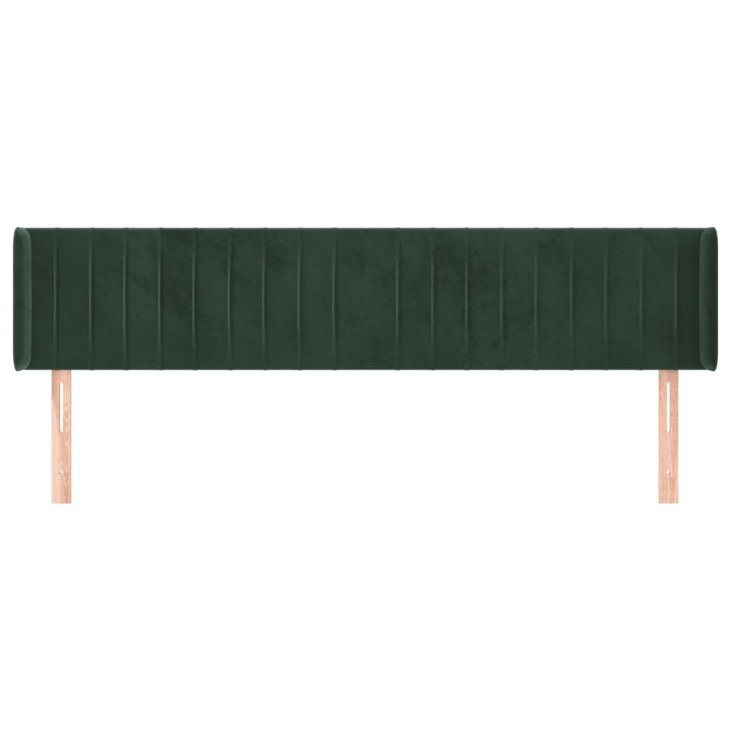 Cabeceira de cama c/ abas veludo 183x16x78/88cm verde-escuro