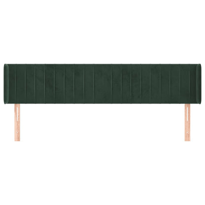 Cabeceira de cama c/ abas veludo 183x16x78/88cm verde-escuro