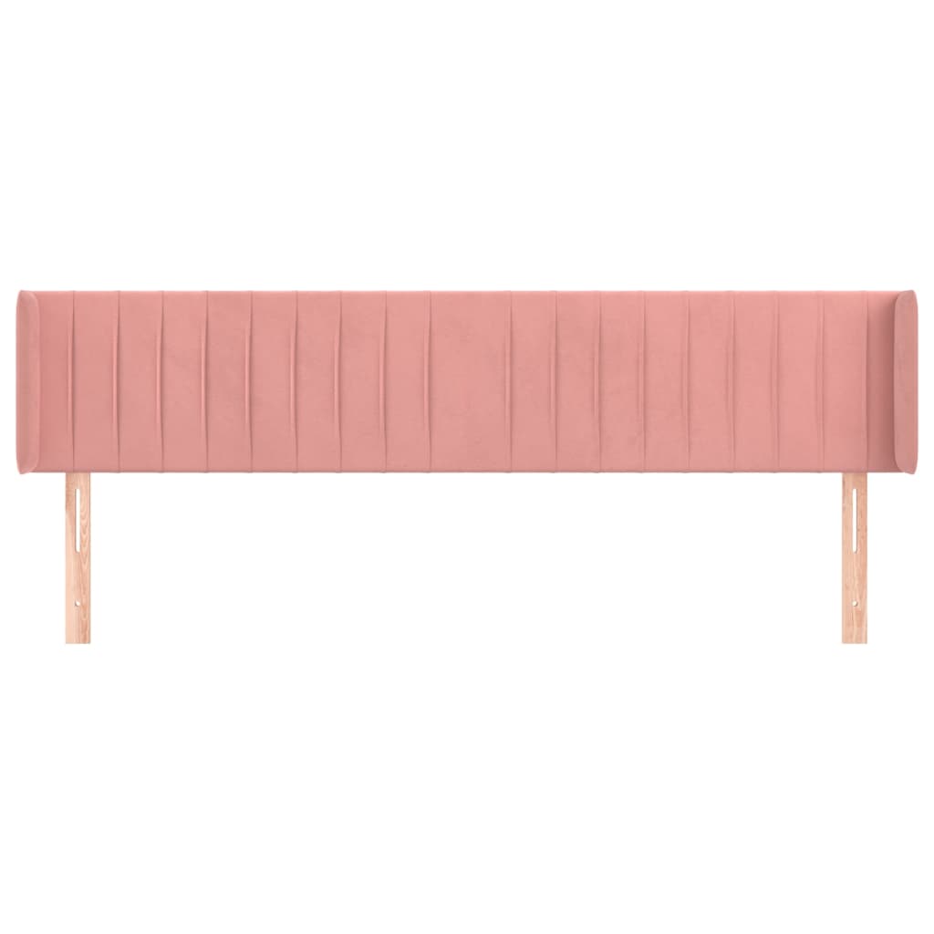 Cabeceira de cama c/ abas veludo 183x16x78/88 cm rosa