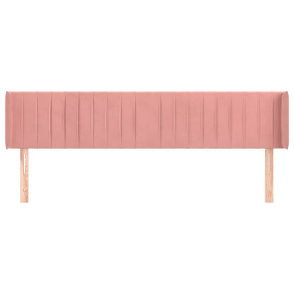 Cabeceira de cama c/ abas veludo 183x16x78/88 cm rosa