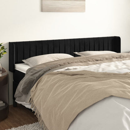 Cabeceira de cama c/ abas veludo 203x16x78/88 cm preto