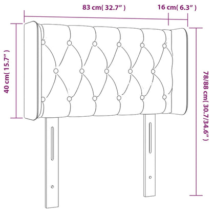 Cabeceira de cama c/ abas tecido 83x16x78/88 cm cinzento-claro