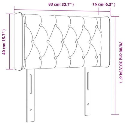 Cabeceira de cama c/ abas tecido 83x16x78/88 cm cinzento-escuro