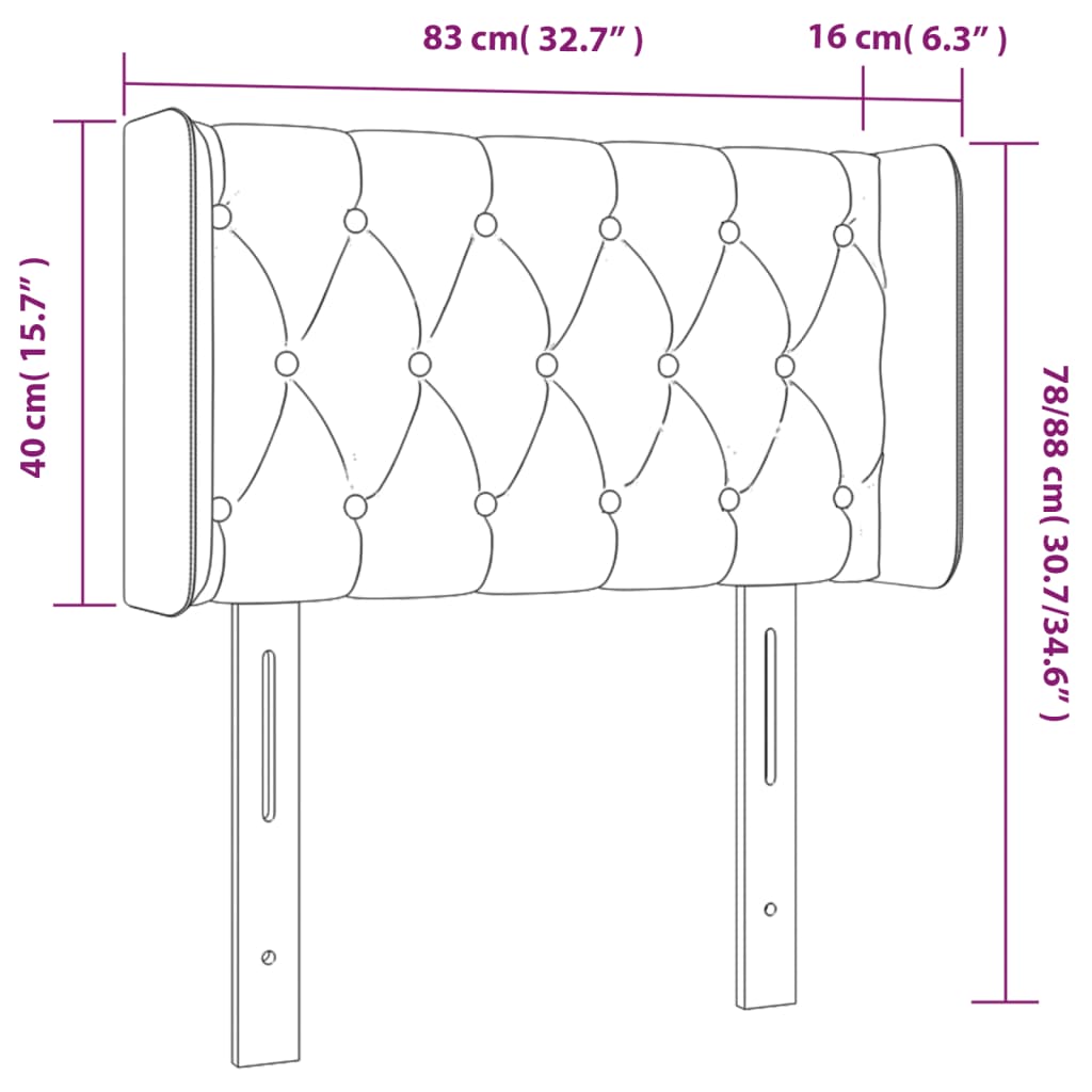 Cabeceira de cama c/ abas tecido 83x16x78/88 cm castanho