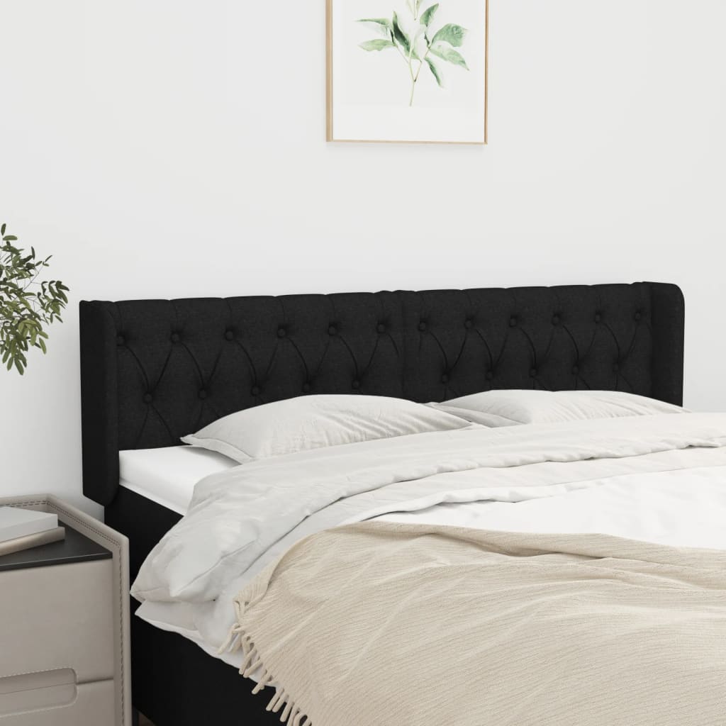 Cabeceira de cama c/ abas tecido 147x16x78/88 cm preto