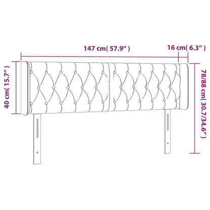 Cabeceira de cama c/ abas tecido 147x16x78/88cm castanho-escuro