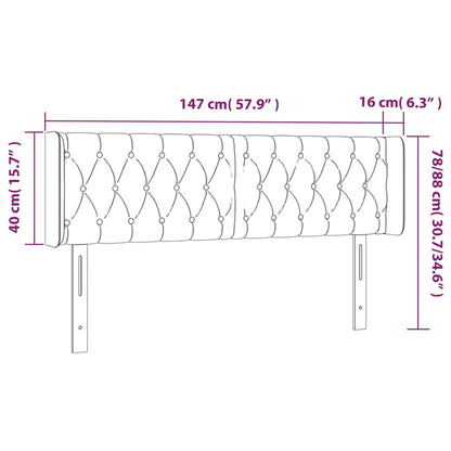 Cabeceira cama abas tecido 147x16x78/88 cm cinzento-acastanhado