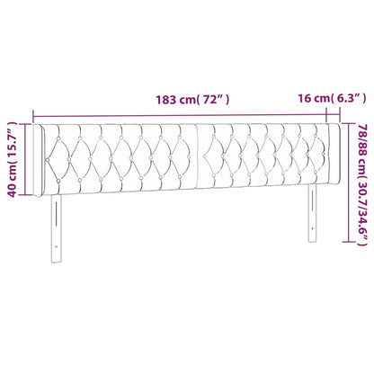 Cabeceira de cama c/ abas tecido 183x16x78/88 cm cinzento-claro