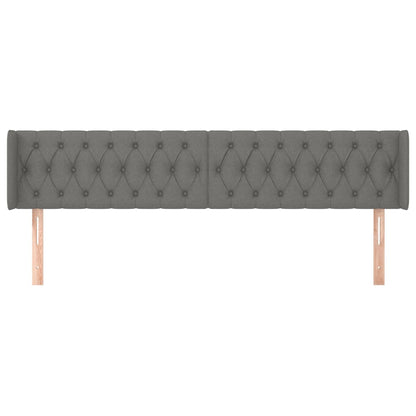 Cabeceira de cama c/ abas tecido 183x16x78/88cm cinzento-escuro