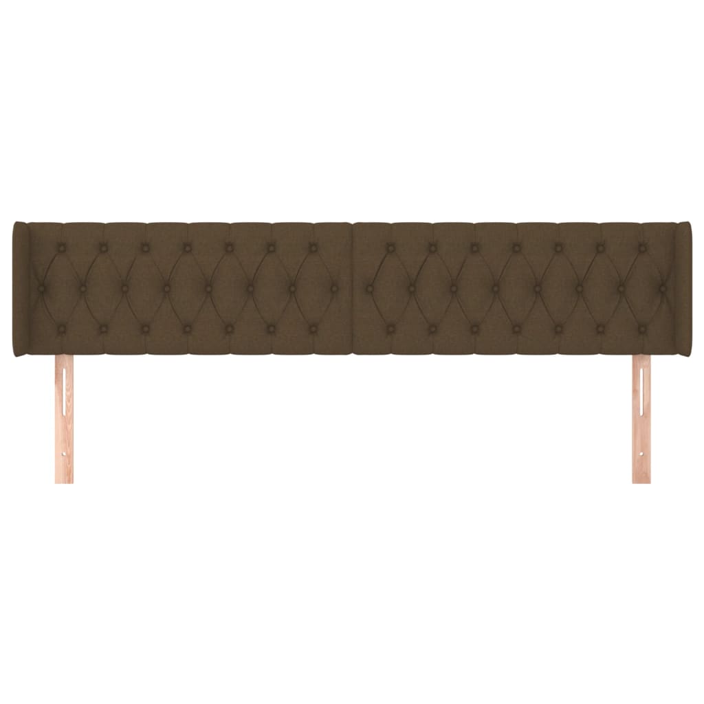 Cabeceira de cama c/ abas tecido 183x16x78/88cm castanho-escuro