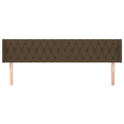 Cabeceira de cama c/ abas tecido 183x16x78/88cm castanho-escuro