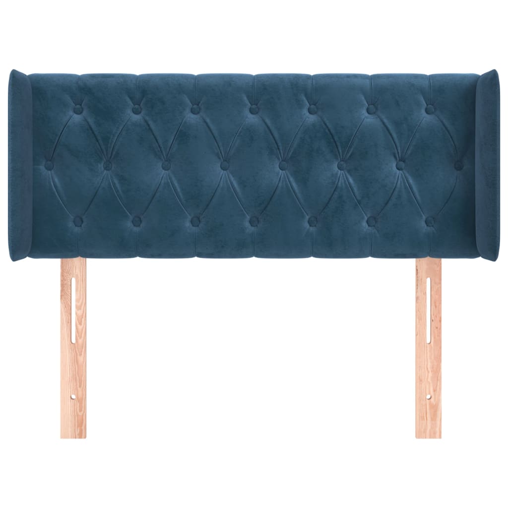 Cabeceira de cama c/ abas veludo 93x16x78/88 cm azul-escuro