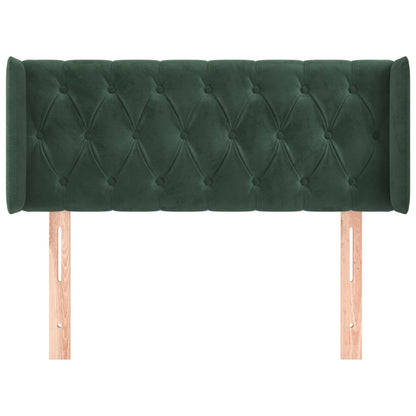 Cabeceira de cama c/ abas veludo 103x16x78/88cm verde-escuro